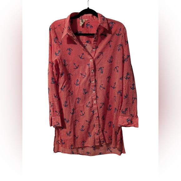 Red Anchor Print Swim Coverup - Picture 1 of 4